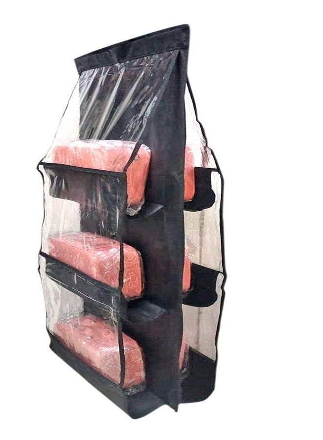 Spaceshoop Pink pari 6 Pocket Large Clear Purse Handbag Hanging Storage Bag Organizer Tidy Closet Organizer Wardrobe Rack Hangers for Fashion Handbag Purse Pouch Holder - Image 2